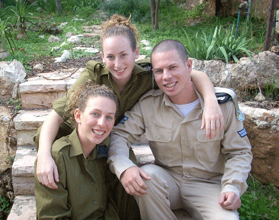 Siblings Ruthie Ross (left), Rebecca Ross and Nathan Weinberger are all serving in the Israel Defense Forces. (Photo: Teddy Weinberger)
