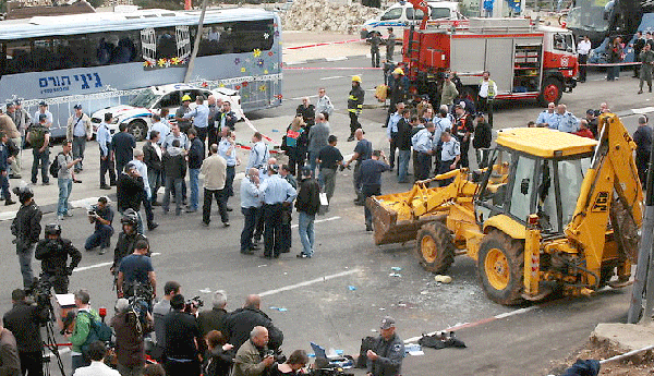 The aftermath of the tractor terrorist attack in Jerusalem. (Photo: Yehuda Peretz for The Israel Project)