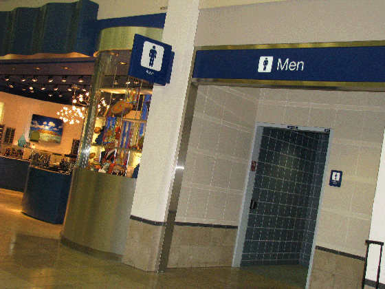 The Larry Craig men's room in the Lindbergh Terminal at Minneapolis-St. Paul International Airport (Photo: Vladimir Tishler)