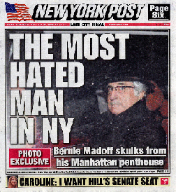 The New York Post didn't mince words with its Dec. 16, 2008, cover shot of Bernard Madoff.