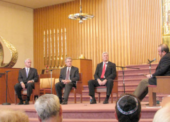 Minnesota gubernatorial candidates discuss the issues before a large crowd at Mount Zion Temple