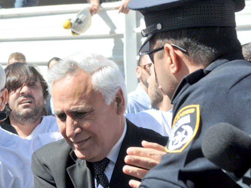 Ex-Israeli President Moshe Katsav leaves a Tel Aviv courtroom on Tuesday, after receiving a seven-year sentence for rape and other sexual offenses. (Photo: Yossi Zeliger/Flash90)