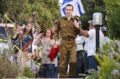 Gilad Shalit is greeted by cheering crowds as he finally returns to his family home in Mitzpe Hila, Israel on Tuesday, after five years in captivity. (Photo: IDF Spokesperson)