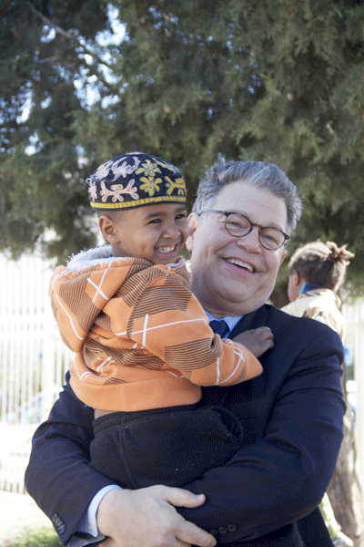 Al Franken made friends with a young Israeli on the playground at an absorption center for Ethiopian Jews. (Photo: Courtesy of Sen. Al Franken) 