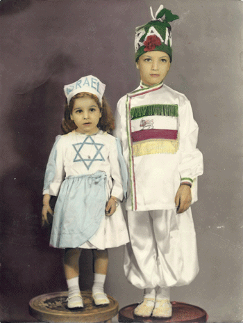 David and Leora Nissan, pictured in Purim costumes in Tehran in 1964, illustrating the dual identity of Jews in Iran. (Photo: Courtesy of David Nissan)