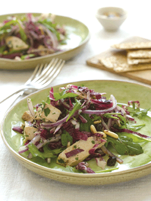 Chicken Salad with Radicchio and Pine Nuts is colorful and features an interesting mixture of textures and tastes. 