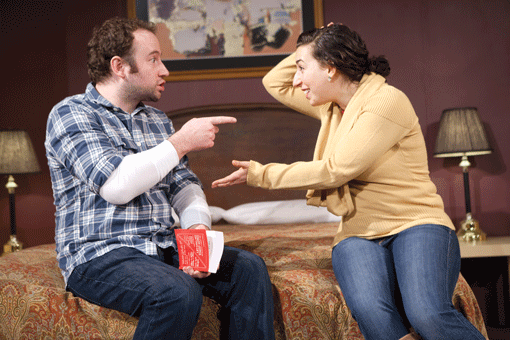 Ryan M. Lindberg and Miriam Schwartz star in the Minnesota Jewish Theatre Company’s production of Handle with Care, which runs through May 5. (Photo: Sarah Whiting)