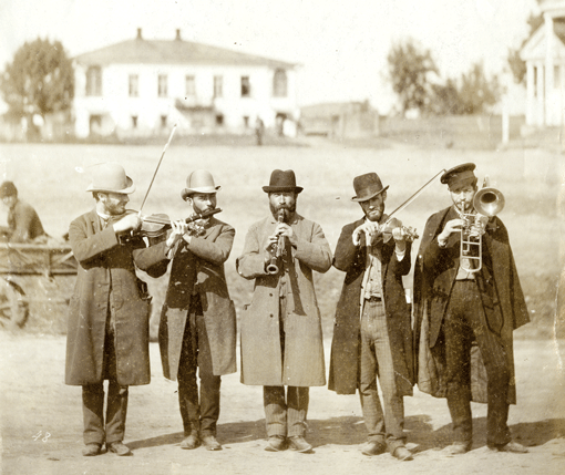 This archival photo reproduction of A. Zavadsky’s Jewish Orchestra of Ballroom Music, Poltava Province, 1901, is part of the exhibit Jewish Life in the Russian Empire. Loan arranged by the Russian American Foundation, New York, and The Museum of Russian Art, Minneapolis. (Photo: From the collection of The Museum of Ethnography, St. Petersburg, Russia)