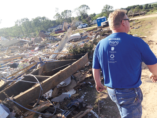 The damage from the recent tornados in Okalahoma spans more than 60 miles and includes multiple municipalities. (Photo: Courtesy of NECHAMA–Jewish Response to Disaster)