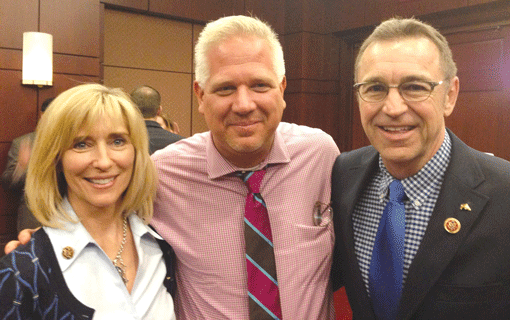 Arizona freshman Rep. Matt Salmon, shown with wife Nancy at a June 2013 meeting with conservative television host Glenn Beck, drafted a letter asking the U.S. attorney general to hinder the release of Palestinian prisoners — a move that Israel approved to help kick-start negotiations with the Palestinians. (Photo: Matt Salmon Facebook)