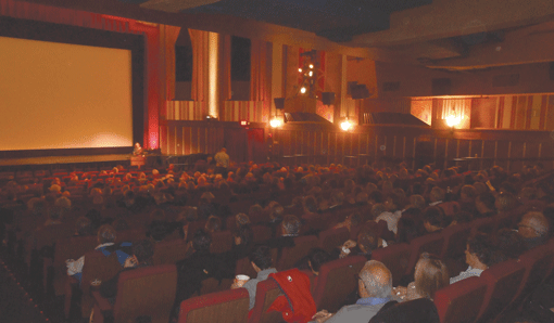 Audience members attending the opening night (Nov. 6) of the Boston Jewish Film Festival. (JTA/Heather Porter)
