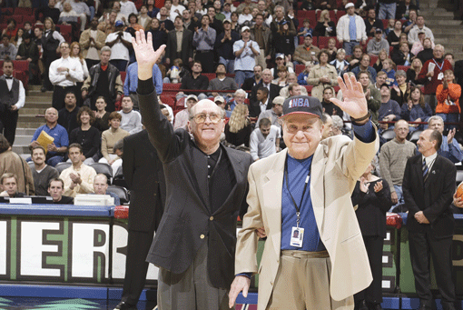 Minneapolis natives Marv Wolfenson, right, and Harvey Ratner were the original owners of the Minnesota Timberwolves. Photo: David Sherman/NBAE.