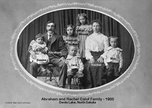 Rachel and Abraham Calof, pictured with five of their nine children in Devils Lake, N.D. (Photo: Courtesy of Stan Calof)