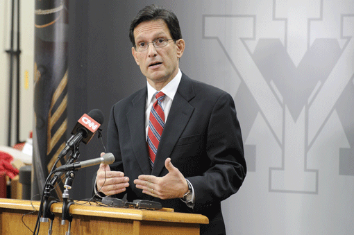 Rep. Eric Cantor, the House majority leader, delivers an address titled “An America that Leads” at the Virginia Military Institute on Feb. 17. (Photo: Courtesy of House Majority Leader)