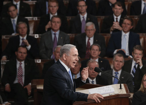 Israeli Prime Minister Benjamin Netanyahu speaking about Iran during a joint meeting of Congress on Tuesday. (Photo: Win McNamee / Getty Images)