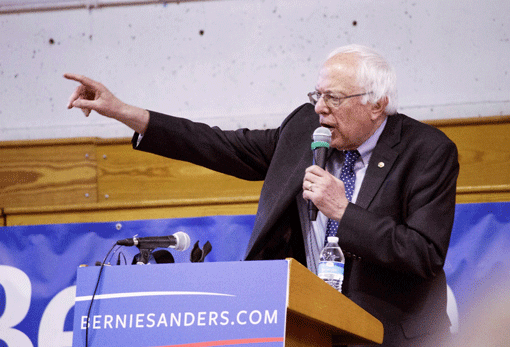 Sen. Bernie Sanders, I-Vt., speaks at the Minneapolis American Indian Center on Sunday morning. Local news reports estimated the overflow crowd to hear Sanders at 3,000 to 4,000. (Photo: Jordan Iwan)