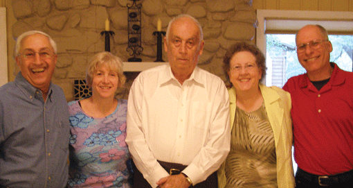 Joe and Gloria Fredkove (left), pictured with Gloria’s brother, Jack Bass (center), and their newfound second cousins, Drs. Nancy and Harold Kushner. (Photo: Erin Elliott Bryan)