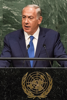 Israeli Prime Minister Benjamin Netanyahu speaking at the U.N. General Assembly today. (Photo: Andrew Burton/Getty Images)