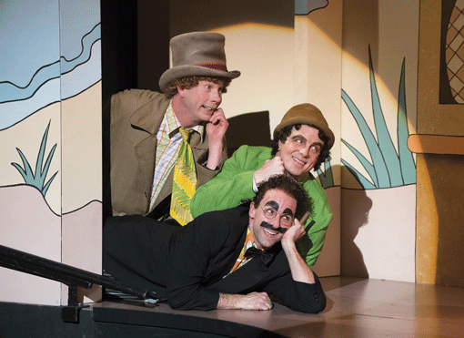 The Marx Brothers — Harpo, Chico and Groucho — as portrayed in The Cocoanuts, opening Nov. 14 at the Guthrie Theater. (Photo: Jenny Graham)