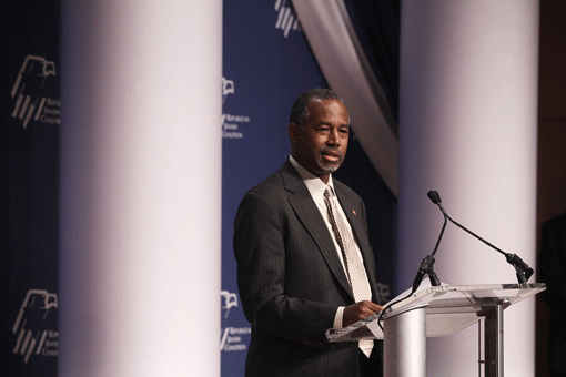 Ben Carson addressing the Republican Jewish Coalition Presidential Candidates Forum in Washington, D.C., on Dec. 3. (Photo: Alex Wong / Getty Images)