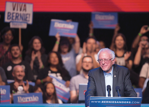 Bernie Sanders speaks at a campaign fundraising reception in Los Angeles on Oct. 14, 2015. In Iowa last week, Sanders said, “We are going to create an economy that works for working families, not just the billionaire class.” (Photo: David McNew / Getty Images)