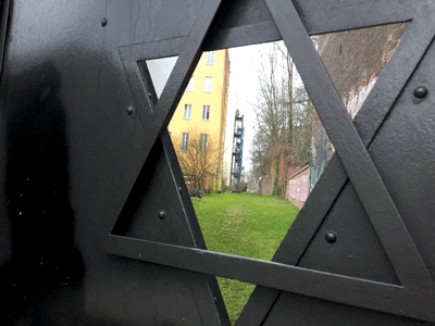 A Berlin courtyard, as seen through a Star of David. 