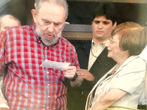 Adela Dworin (right) pictured with Fidel Castro (far left). (Photo: Photos courtesy of Michael A. Appleman)