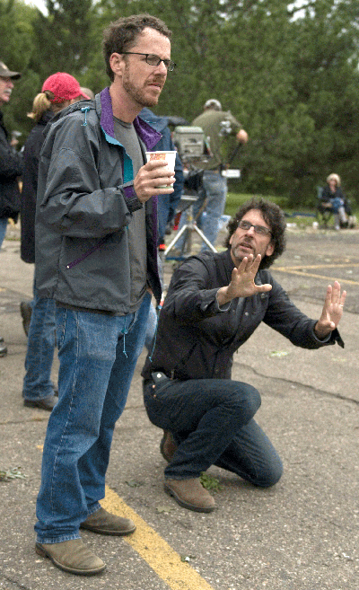 Ethan and Joel Coen discuss a scene for A Serious Man, which brought them back to their hometown of St. Louis Park. (Photo: Wilson Webb)