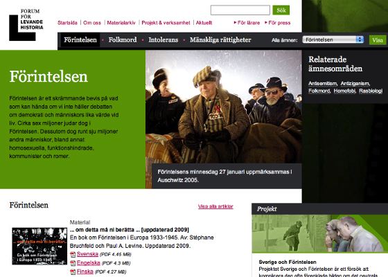 Swedens Forum for Living History promotes education about the Holocaust and genocide around the globe.