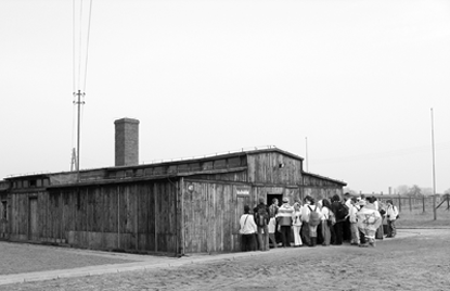 A group of young Israelis gather at Building 41, one of the gas chambers at Majdanek. (Photo: Courtesy of Judy Git)