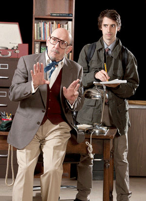 Henry Grunwald (Raye Birk, left) is an aspiring playwright and Len Artz (Skyler Nowinski) interviews to be his assistant in Minnesota Jewish Theatre Company’s area premiere production of the comedy The Last Word by Oren Safdie. (Photo: Sarah Whiting)