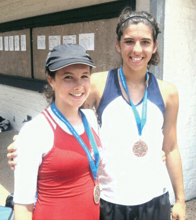 Tennis player Aleesa Kuznetsov (right), of Team St. Paul, and her partner won a bronze medal in doubles tennis. (Photos: Courtesy of St. Paul JCC)