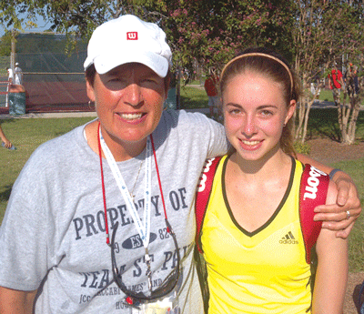 Helen Klass-Warch (right) and Team St Paul Tennis Coach Bridget Tierney at the JCC Maccabi Games in Houston.