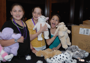 Guests at Jonah Tapper’s Bar Mitzva assembled fleece blankets and stuffed animals, which were donated to Gillette Hospital in St. Paul. (Photo: Courtesy of Cindy Tapper)