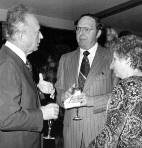 Norman Gold (center) and his wife, Gloria, chat with Yitzhak Rabin in November 1978, at an event hosted by the United Jewish Fund and Council of St. Paul at Hillcrest Country Club. (Photo: AJW Archive)