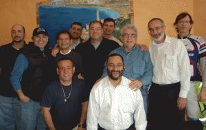 A Sephardi Minyan meeting took place on Sunday at Little Tel Aviv in St. Louis Park. Pictured above are (front row, l to r): Teddy Nachmias, owner, Little Tel Aviv; Yuval Dahan, (middle row): Tal Parente, Meyer Mechache, David Khabie, Nisso Khabie, Joe Israel, Binyamin Elnekavah, Jonathan Grad, (back row): Gavriel Darsha and Yossi Ben-Harush. (Photo: Courtesy of Nisso Khabie)