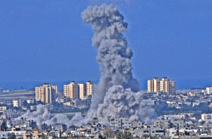 Airstrike on the Gaza Strip on Jan. 9 during Operation Cast Lead, in which Israeli soldiers are being accused of inhumane conduct. (Photo: Brian Hendler)