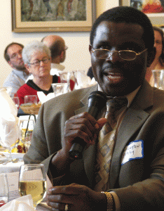 Speaking at the Freedom Seder, Washington Yonly, a leader of the Organization of Liberians in Minnesota, expressed appreciation for the decision announced by the Obama administration last week to extend the Deferred Enforced Departure (DED) status of Liberian refugees in the U.S. for 12 months, which is a reprieve from imminent deportation. (Photo: Mordecai Specktor)
